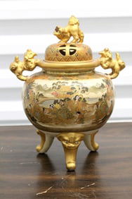 Japanese Satsuma porcelain incense burner
