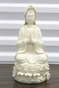 Chinese Blanc De chine porcelain Guanyin statue