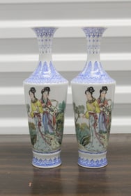 Pair of Chinese egg shell porcelain vases