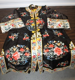 Vintage Chinese Black Silk Embroidered Jacket