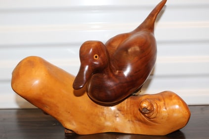 Vintage wooden bird sculpture, signed R. K. Hoffman 1988