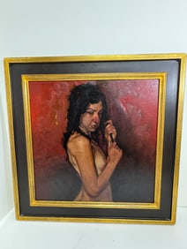 Joseph Lorusso original oil painting "Holding Her Braid"