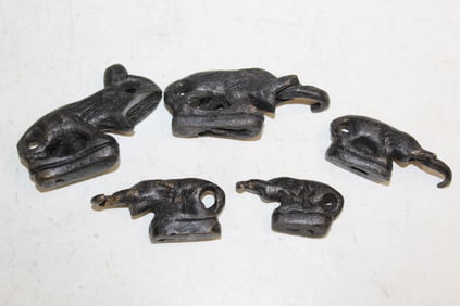 Group of Metal Elephant Weights