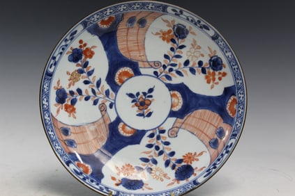 Chinese Blue and White Iron Red Decorative Export Porcelain Dish