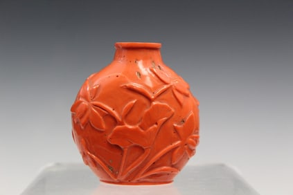 Chinese Coral-red Glass Snuff Bottle