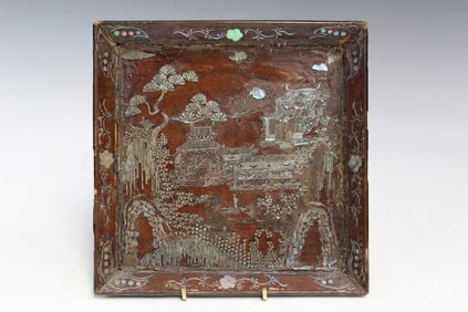 Chinese Lacquered Tray with Mother-of-pearl Inlay