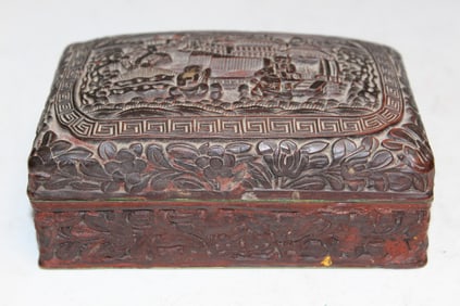 Chinese Cinnabar Box with Qianlong Mark