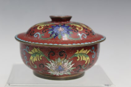 Chinese Cloisonne Covered Bowl