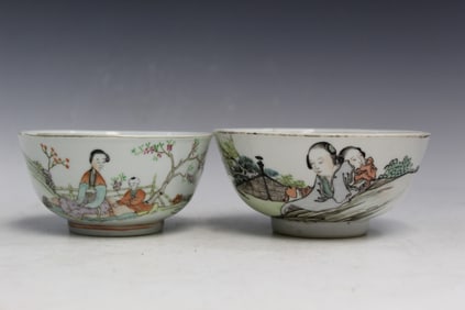 Two Chinese Famille Rose Porcelain Bowls