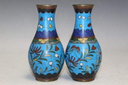 Pair of Chinese Cloisonne Vases