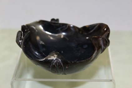Chinese Carved Black Agate Brush Washer