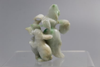 Chinese Carved Jadeite Rabbit and Carrots.