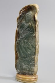 Chinese Carved Jade Guanyin Statue