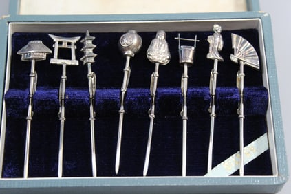 Set of Japanese Silver Cocktail Picks