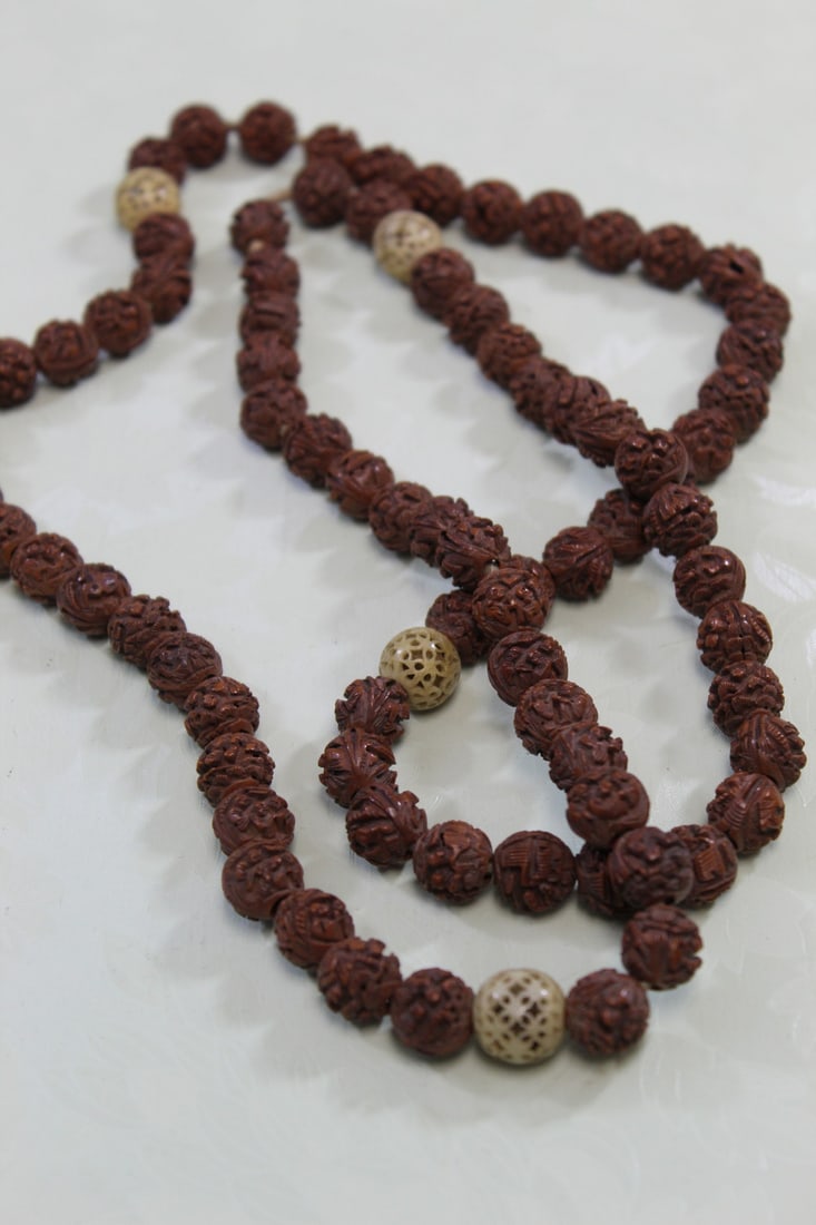 Chinese Carved Nut Beads Necklace (1 of 6)