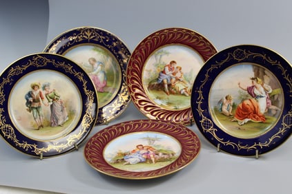 Five European Hand Painted Porcelain Dishes