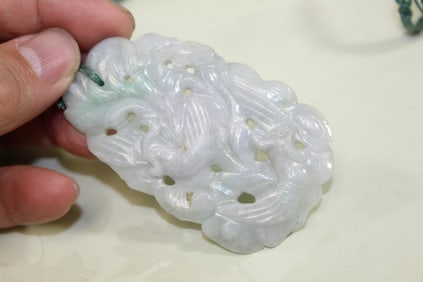 Chinese Carved Jadeite Pendant
