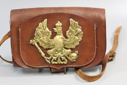 William and Elizabeth Phelps and Phelps Associates Leather and Metal Shoulder Bag. C. 1950.