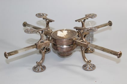 Sterling Silver warming Stand with Burner. Charles Aldridge & Henry Green 1784-85.