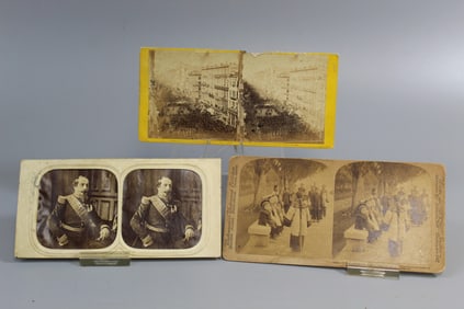 Three Stereoview Photos Including Lincolin Funeral and Mission Children in China.