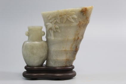 Chinese Carved Jade Double Vase
