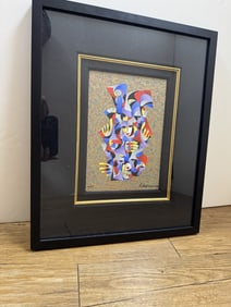 Anatole Krasnyansky limited edition serigraph of anstract figures and faces