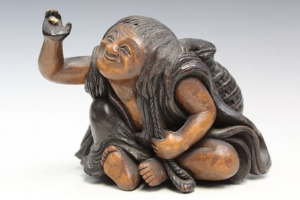 Japanese Bamboo Carving of a Boy