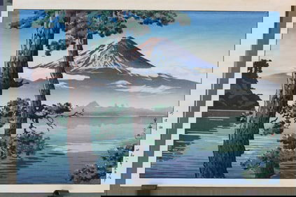 Fuji from Lake Kawaguchi, Tsuchiya Koitsu (1870-1949), Japanese Woodblock Print.