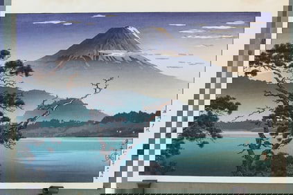 Evening Glow at Lake Sai, Tsuchiya Koitsu (1870-1949), Japanese Woodblock Print