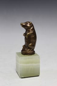 Bronze Boar Figurine Paperweight
