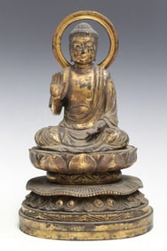 Japanese Gilt Lacquered Wood Buddha Statue