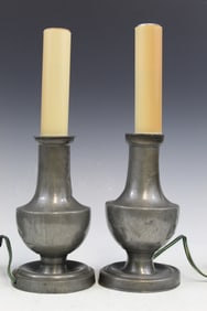 A Pair of Pewter Lamps