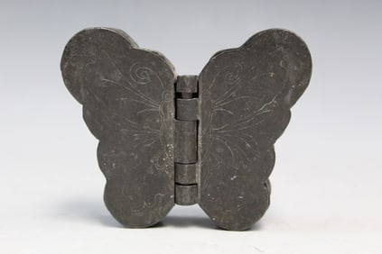 Chinese Pewter Butterfly Ink Box