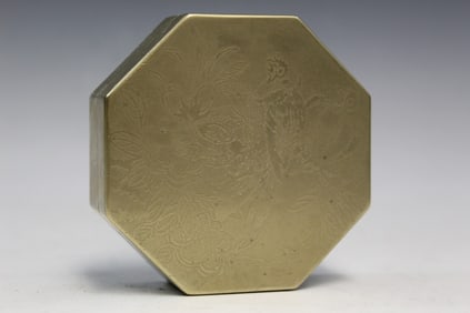 Chinese Octagonal Brass Ink Box