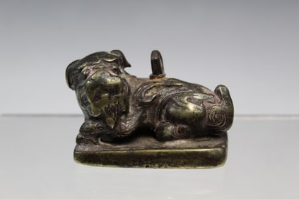 Chinese Gilt Bronze Foo Dog Paper Weight