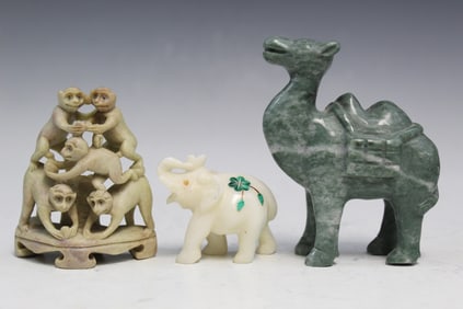 Three Asian Carved Stone Figures