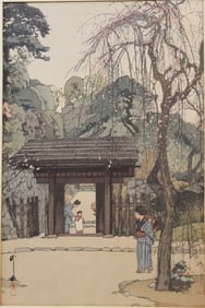 Plum Gateway, Hiroshi Yoshida (1876-1950). Japanese Woodblock Print.