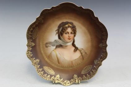 Vintage Queen Louise of prussia Portrait Plate Gold Trim