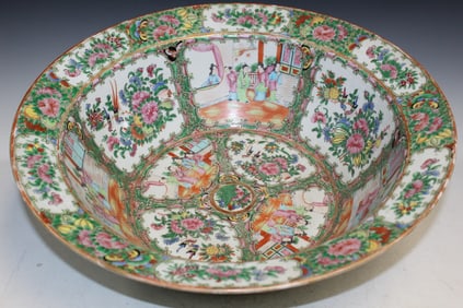 Very Large Chinese Rose Medallion Porcelain Punch Bowl