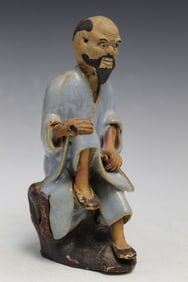 Chinese Shiwan Ware Pottery Figure of an Old Man