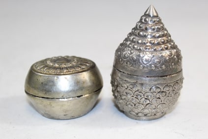 Two Asian Silver Tone Boxes.