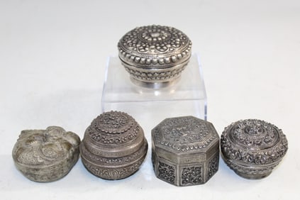 Five Asian Silver Boxes