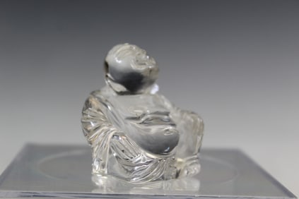 Chinese Carved Rock Crystal Laughing Buddha Statue