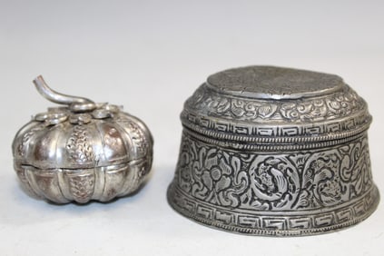 Two Asian Silver Tone Boxes