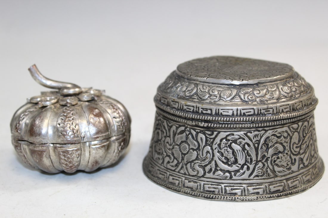 Two Asian Silver Tone Boxes (1 of 9)