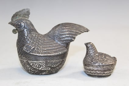 Two Asian Silver Chicken Boxes