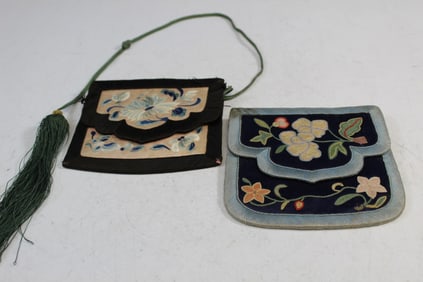 Two Chinese Embroidery Pouches