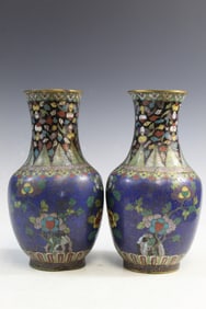 Pair of Chinese Cloisonne Vases