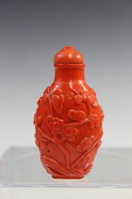 Chinese Coral Red Glass Snuff Bottle