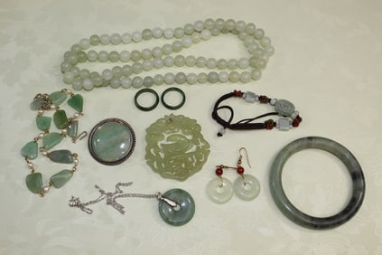 Group of Asian Stone and Jade Jewelry